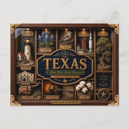 Carte Postale Boîte 3D en forme d'ombre du Texas (Devant)
