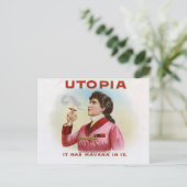 Carte Postale Boîte à cigares étiquette Utopia (Debout devant)