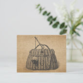 Carte postale Boîte à outils de pêche vintage (Debout devant)