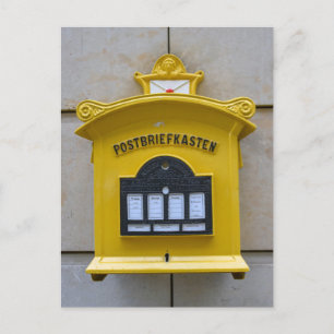 Carte Postale Boîte aux lettres jaune vintage, Dresde, Allemagne