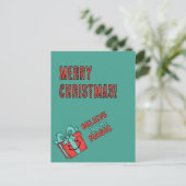 Carte Postale Boîte cadeau de Noël avec message joyeux (Debout devant)