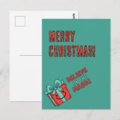Carte Postale Boîte cadeau de Noël avec message joyeux (Devant / Derrière)