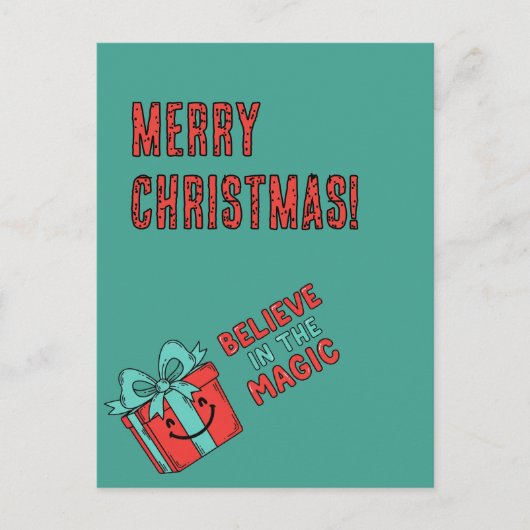 Carte Postale Boîte cadeau de Noël avec message joyeux (Devant)