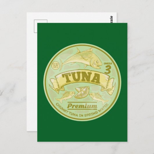 Carte Postale Boîte de thon pop art poisson en conserve (Devant / Derrière)