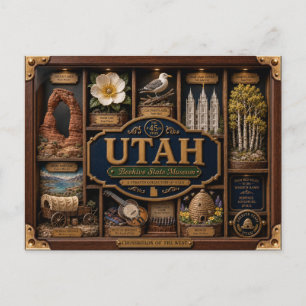 Carte Postale Boîte ombre 3D de l'Utah État Figurine