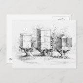 Carte Postale Boîtes d'abeilles vintages Miel (Devant / Derrière)