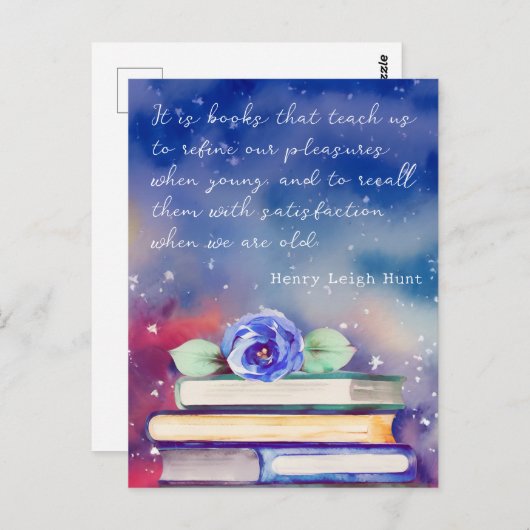 Carte Postale Boîtes et couleur bleue d'aquarelle Script devis p (Devant / Derrière)