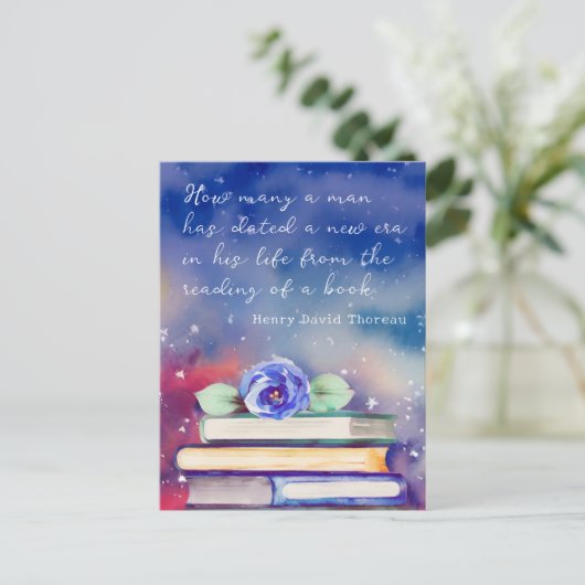 Carte Postale Boîtes et couleur bleue d'aquarelle Script devis p (Debout devant)