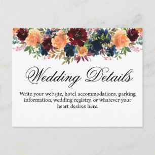 Carte Postale Boîtier Gold Burgundy Vin Marine Blue Détails