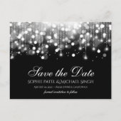 Carte Postale Bokeh Lights Black and White Enregistrer la date (Devant)