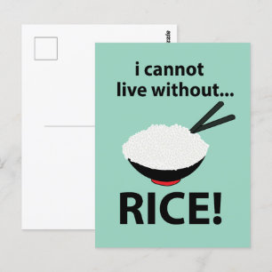 Carte Postale Bol à riz Je ne peux pas vivre sans riz