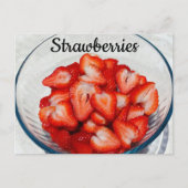 Carte Postale Bol de fraises rouges tranchées Photographie (Devant)