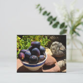 Carte Postale Bol de fruits de figue sur pierre (Debout devant)