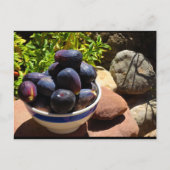 Carte Postale Bol de fruits de figue sur pierre (Devant)