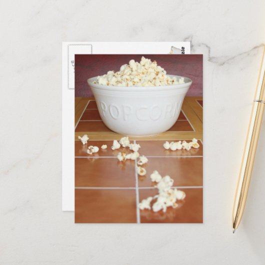 Carte Postale Bol de pop-corn (Devant/Arrière en situation)