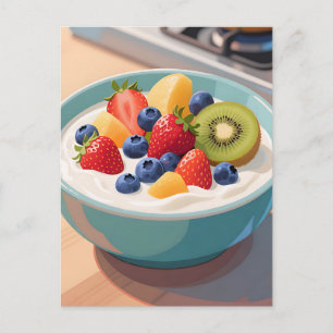Carte Postale Bol de yaourt aux fruits frais