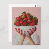 Carte Postale Bol débordant de fraises (Devant / Derrière)