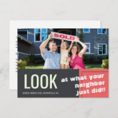 Carte Postale Bold Fun Juste vendu annonce immobilière modèle (Devant / Derrière)