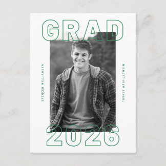 Carte Postale Bold Graduation Photo Card | Announcement Postcard