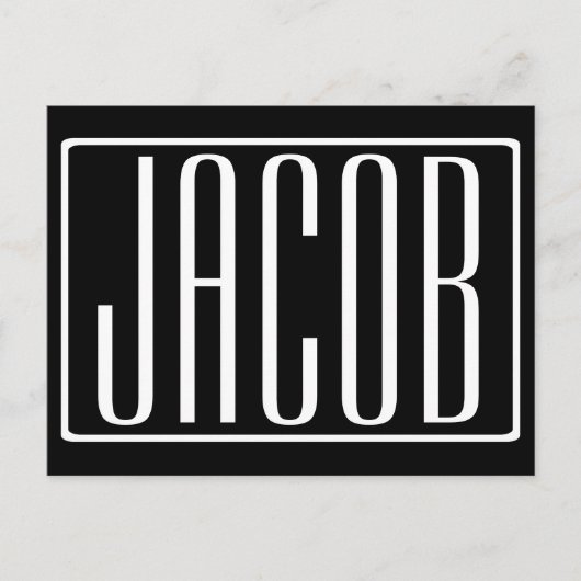 Carte Postale Bold & Modern Your name or Word | White On Black (Devant)