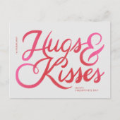 Carte Postale Bold Pink Script Hugs & Kisses Saint Valentin (Devant)