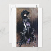Carte Postale boldini femme et chien greyhound (Devant / Derrière)