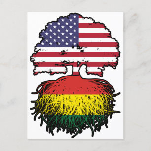 Carte Postale Bolivia Bolivian American USA Tree Roots Flag