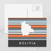 Carte Postale Bolivia Map: Modern Stripes (Devant / Derrière)