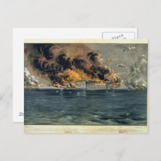 Carte Postale Bombardement du fort Sumter (Devant / Derrière)