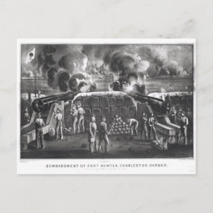 Carte Postale Bombardement du fort Sumter, port de Charleston
