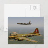 Carte Postale Bombardiers B17G et B52H en vol (Devant / Derrière)