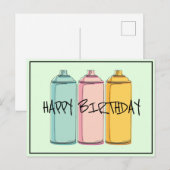 Carte Postale Bombe de peinture - Joyeux Anniversaire (Devant / Derrière)