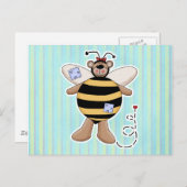 Carte Postale Bomble de patchs de coeur Ours d'abeille (Devant / Derrière)