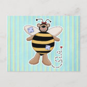 Carte Postale Bomble de patchs de coeur Ours d'abeille (Devant)