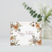 Carte Postale Bon Anniversaire Pastel Floral Botanical Arrangeme (Debout devant)