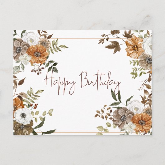Carte Postale Bon Anniversaire Pastel Floral Botanical Arrangeme (Devant)