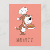 Carte Postale Bon Appétit Chef Cook Cute Funny Chien Puppy Carto (Devant)