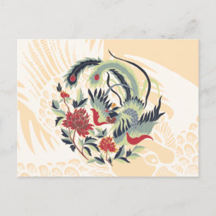 Carte Postale Bon Chance Pheasan Chinois Art