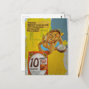 Carte Postale Bon de repas de 1968 en collage de médias mixtes 