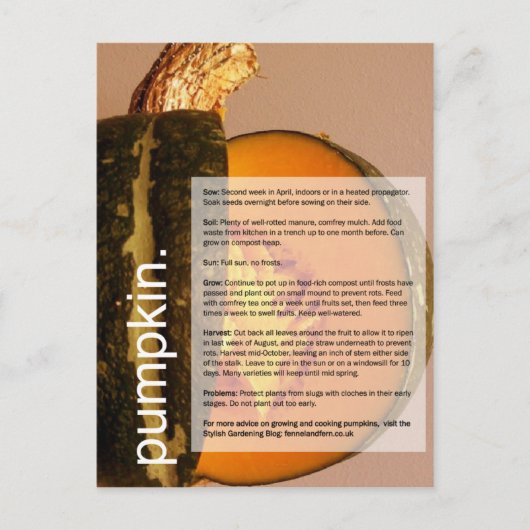 Carte Postale Bon guide de croissance : Citrouille & Chard (Devant)