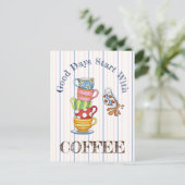 Carte Postale Bon Jours Commencez Avec Café (Debout devant)