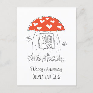 Carte Postale Bon Mariage Anniversaire Coeur Champignon