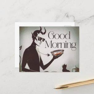 Carte Postale Bon Matin Diable Nourriture Chat TunaFin