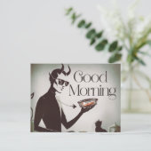 Carte Postale Bon Matin Diable Nourriture Chat TunaFin (Debout devant)