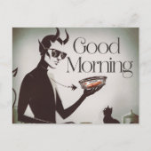 Carte Postale Bon Matin Diable Nourriture Chat TunaFin (Devant)