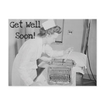 Carte postale Bon rétablissement infirmière et mac