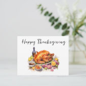 Carte Postale Bon thanksgiving Aquarelle diner diner (Debout devant)