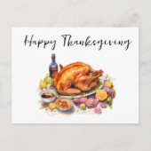 Carte Postale Bon thanksgiving Aquarelle diner diner (Devant)