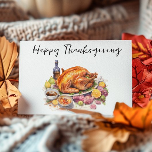 Carte Postale Bon thanksgiving Aquarelle diner diner
