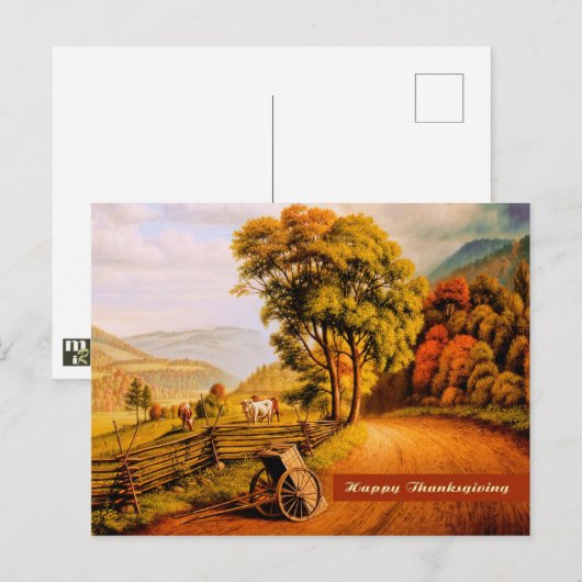 Carte Postale Bon thanksgiving. Art (Devant / Derrière)